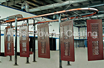 Decorative door powder coating line